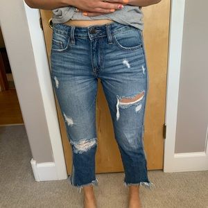 Hidden denim holy frayed ankle jeans 25